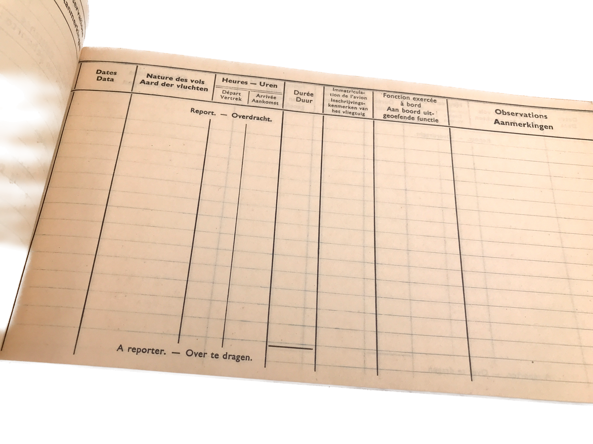 Carnet de Vol – Vliegboek ( Vierge ) – aviation.brussels
