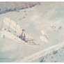 Wilbur Wright flying over the Hunaudières near Le Mans ( 1908 )- impression d'une peinture à la gouache -