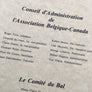 Menu pour le Bal du 50ème Anniversaire de l'Association Belgique - Canada ( 1937 - 1987 )