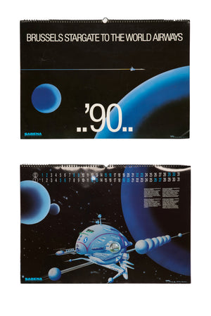 Calendrier Calendar Kalender SABENA ( 1990 ) 60 x 42 X 0.2 cm BRUSSELS STARGATE TO THE WORLD AIRWAYS