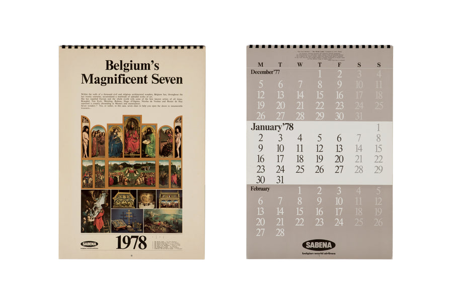 Calendar SABENA ( 1978 ) Belgium's Magnificent Seven 33 x 27  X 0.2 cm