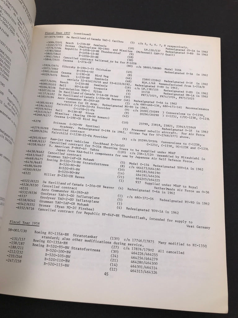 UNITED STATES AIR FORCE SERIALS 1946 TO 1977