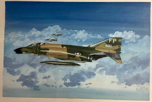 Peinture originale (1972) Hervé de Vinck / Le" Phantom" F-4C