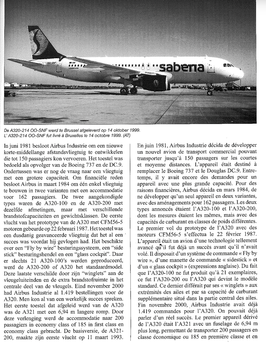 Maquette de l'AIRBUS A320 SABENA SONACA "20 YEARS 1978-1998" 38 cm