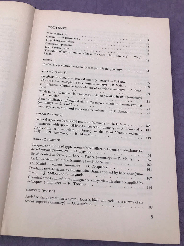 Deuxième Congrès International de L'Aviation Agricole — 19-22 septembre 1962 —