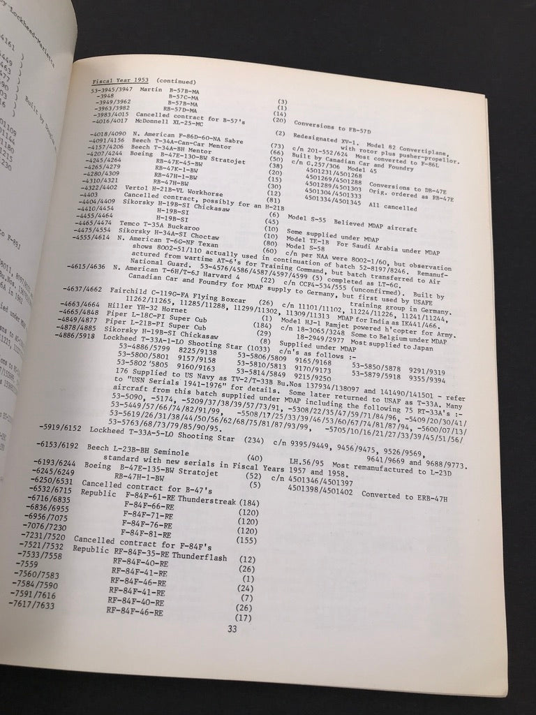 UNITED STATES AIR FORCE SERIALS 1946 TO 1977