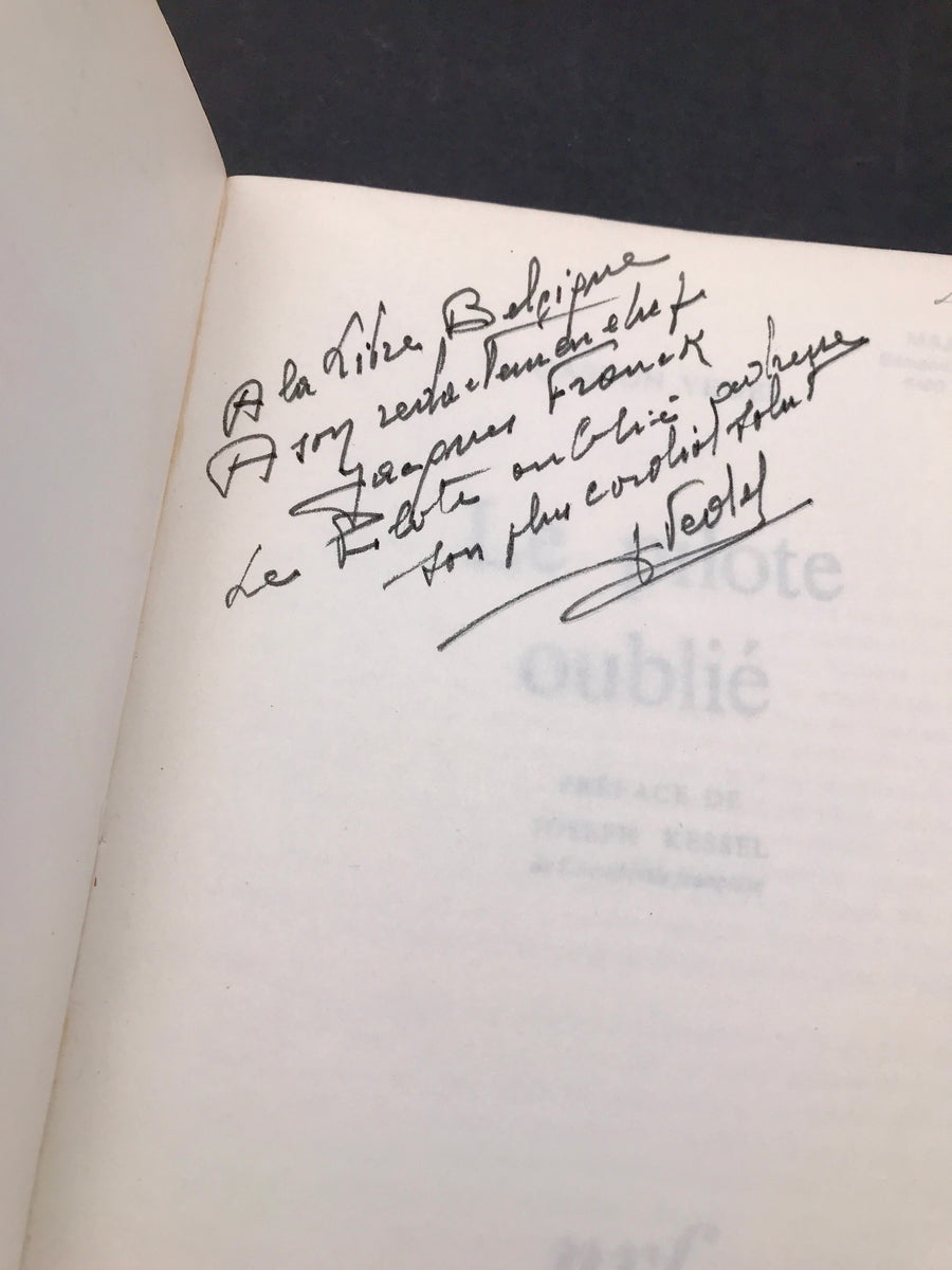 Le pilote oublié *** dédicacé par l'auteur Gaston Vedel au rédacteur en chef Jacques Franck de la « Libre Belgique » ***