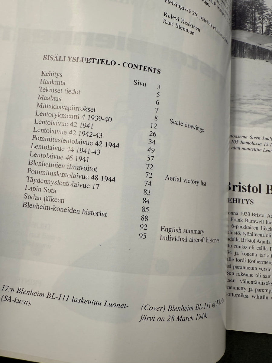 SUOMEN ILMAVOIMIEN HISTORIA (10) — Bristol Blenheim  —