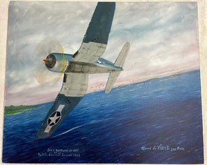 Peinture originale (2011) Hervé de Vinck / Corsair F4U à Guadalcanal
