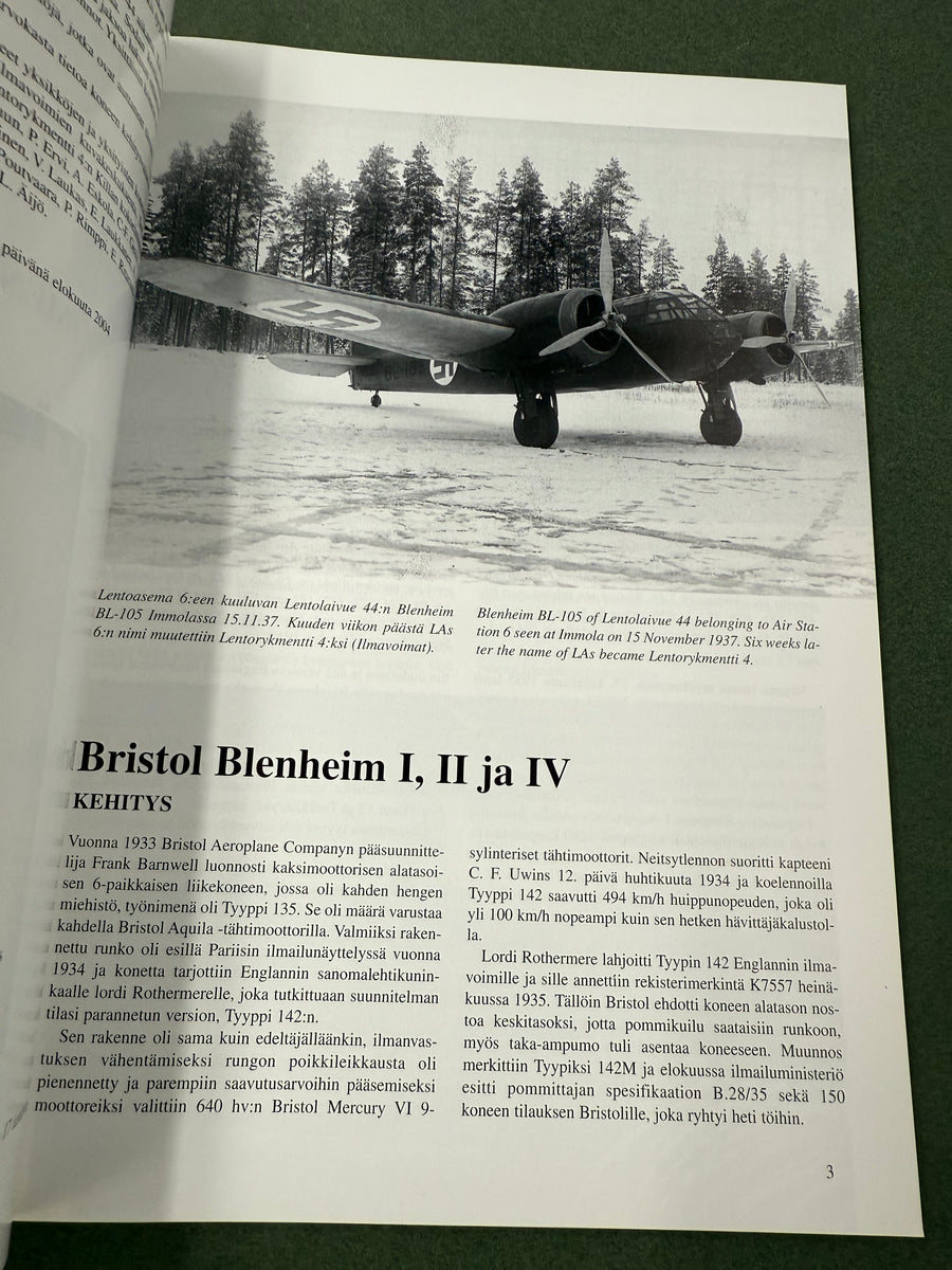 SUOMEN ILMAVOIMIEN HISTORIA (10) — Bristol Blenheim  —
