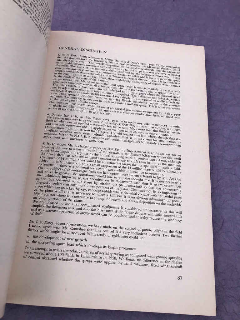 Report of the First International Agricultural Aviation Conference — 15th -18th September 1959, Cranfield, England —