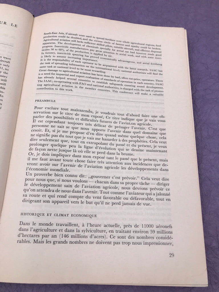 Deuxième Congrès International de L'Aviation Agricole — 19-22 septembre 1962 —