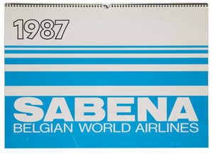 Calendrier SABENA ( 1987 ) 44.2 x 62.1 x 0.75 cm