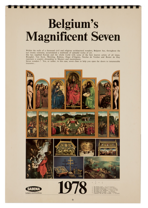 Calendar SABENA ( 1978 ) Belgium's Magnificent Seven 33 x 27  X 0.2 cm