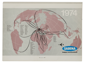 Calendar SABENA 1974 (42 cm x 30 cm ) Le Folklore en Belgique - "The rich folklore in a country as industrialized as Belgium"