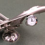 VINTAGE SUKHOI SU-27 FLANKER DESK CLOCK — MINIATURE SIZE — CHROMED & SATIN DIE-CAST METAL — CIRCA 1990–2010