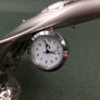 VINTAGE SUKHOI SU-27 FLANKER DESK CLOCK — MINIATURE SIZE — CHROMED & SATIN DIE-CAST METAL — CIRCA 1990–2010