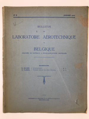 (N°1 JANVIER 1922) BULLETIN DU LABORATOIRE AÉROTECHNIQUE DE BELGIQUE
