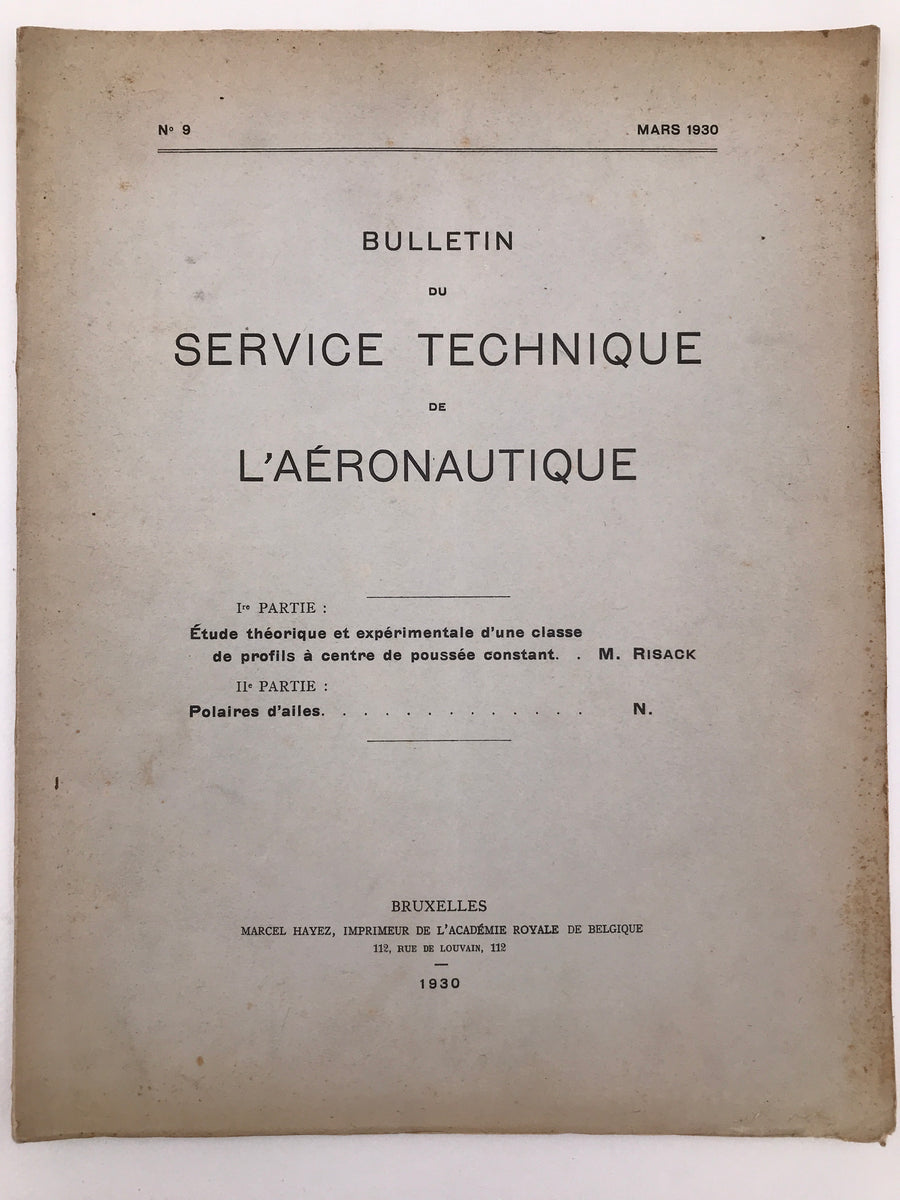 (N°9 MARS 1930) BULLETIN DU SERVICE TECHNIQUE DE L'AÉRONAUTIQUE