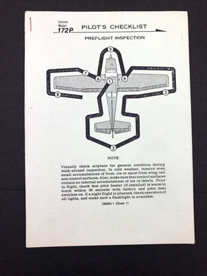 Cessna Model 172P PILOT’S CHECKLIST – PREFLIGHT INSPECTION