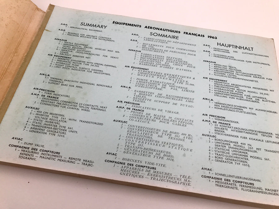 LE MATÉRIEL AÉRONAUTIQUE ÉQUIPEMENTS ET ÉLECTRONIQUE 1963 (EN-FR-DE)