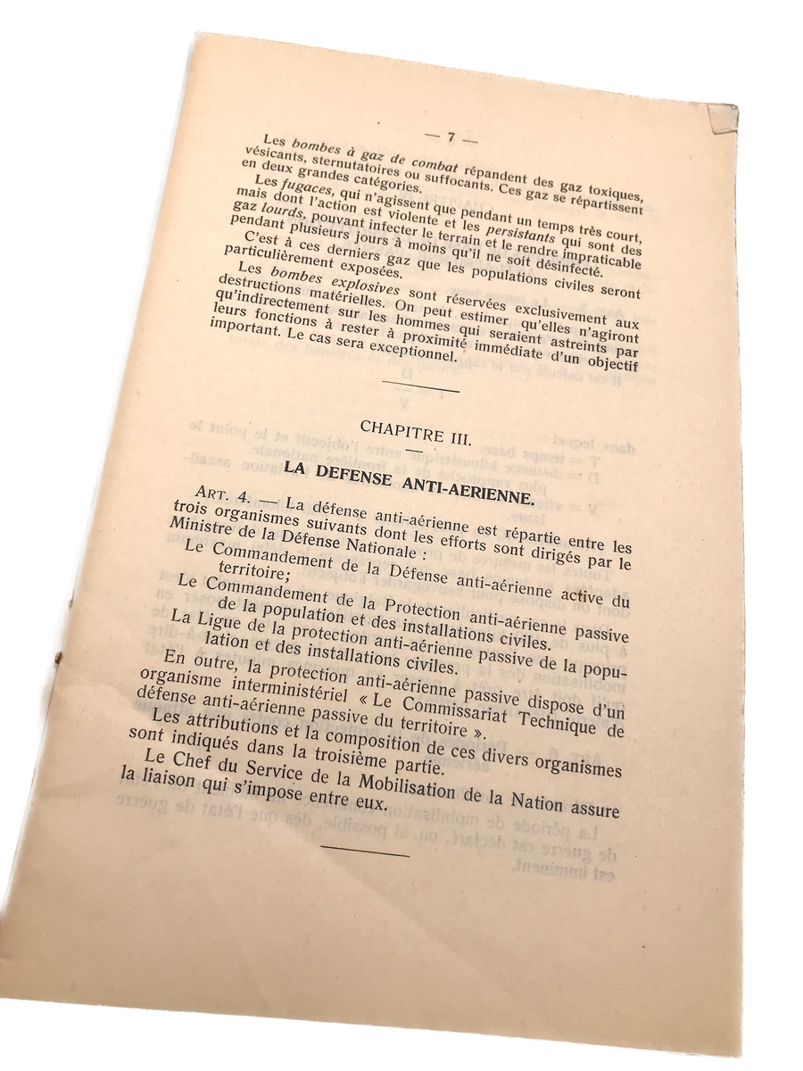 INSTRUCTION GÉNÉRALE SUR LA PROTECTION AÉRIENNE ANTI-PASSIVE DE LA POPULATION ET DES INSTALLATIONS PASSIVES