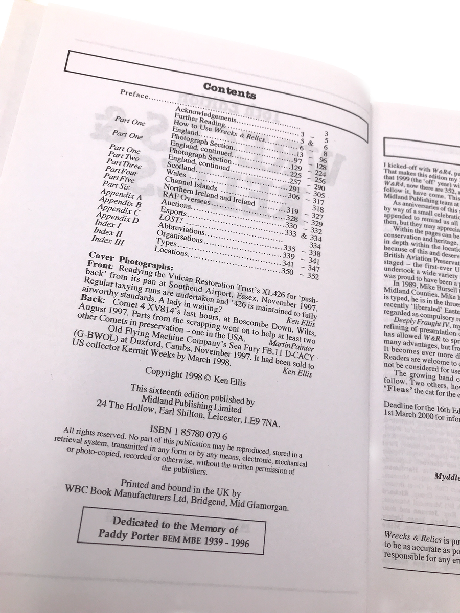 WRECKS & RELICS 16TH EDITION : The Biennial Survey of Preserved, Instructional and Derelict Airframes in the U.K.and Ireland