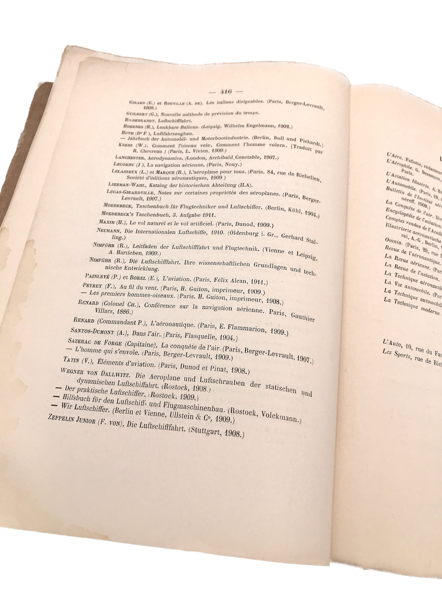 LES AÉROMOBILES (couverture et tranche endommagées, pages intérieures annotées), voir photos