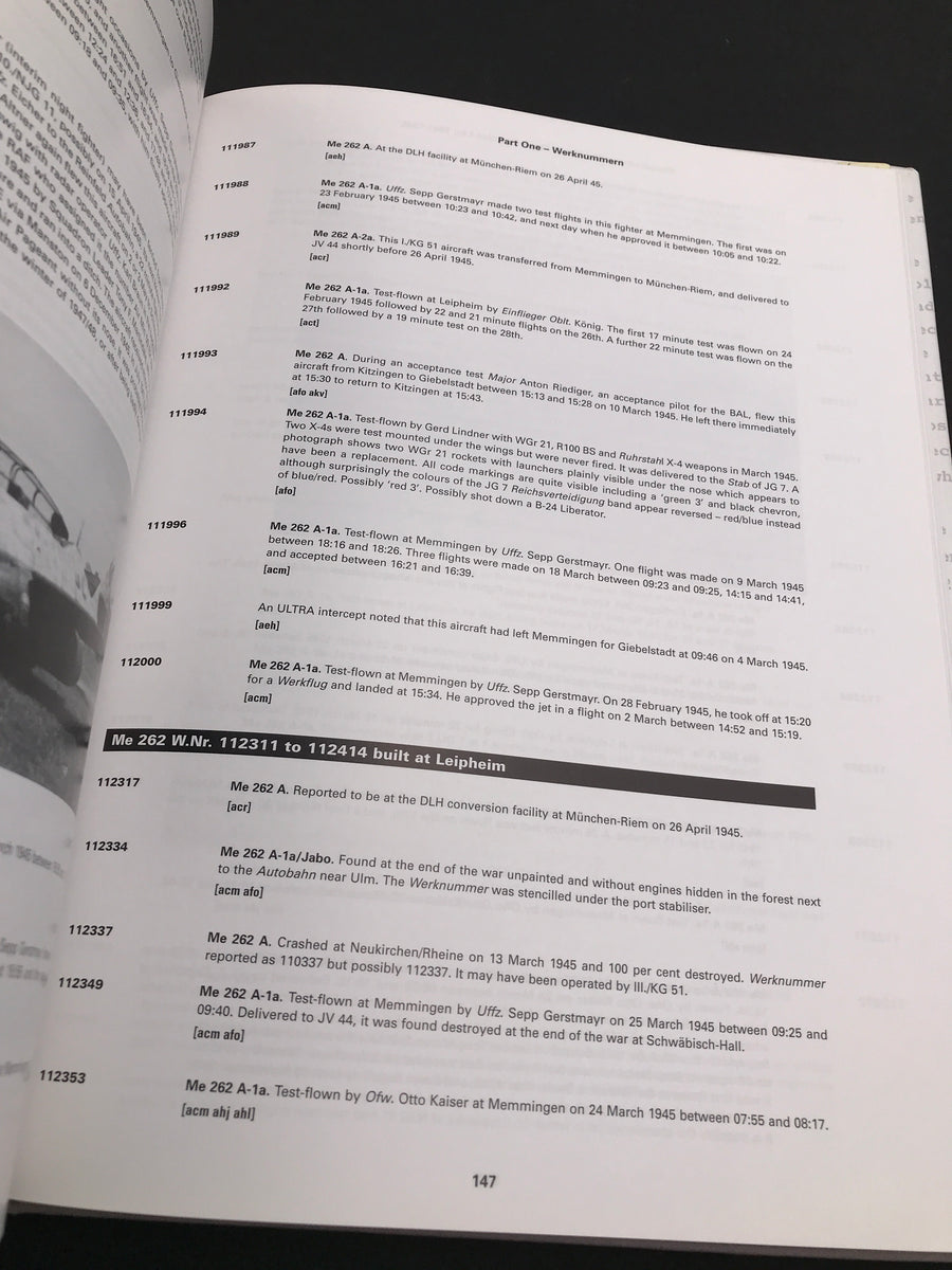 Messerschmitt Me 262 The Production Log 1941 – 1945