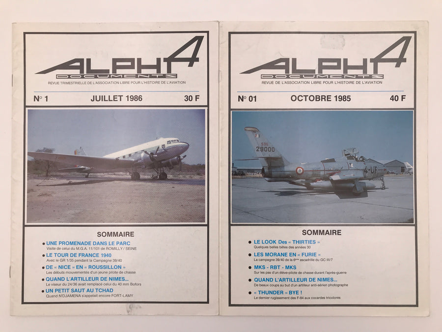 *LOT DE 2* ALPHA DOCUMENTS: OCTOBRE 1985 & JUILLET 1986