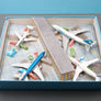 SCHABAK Souvenir Airport Set — 🇧🇪 SABENA • 🇳🇱 KLM • 🇫🇷 Air France • 🇺🇸 Pan Am — coffret de 4 modèles 1:600 — Made in Germany
