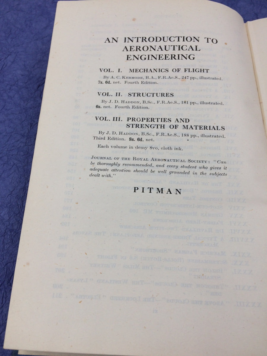 AN INTRODUCTION TO AERONAUTICAL ENGINEERING VOL.I MECHANICS OF FLIGHT ...