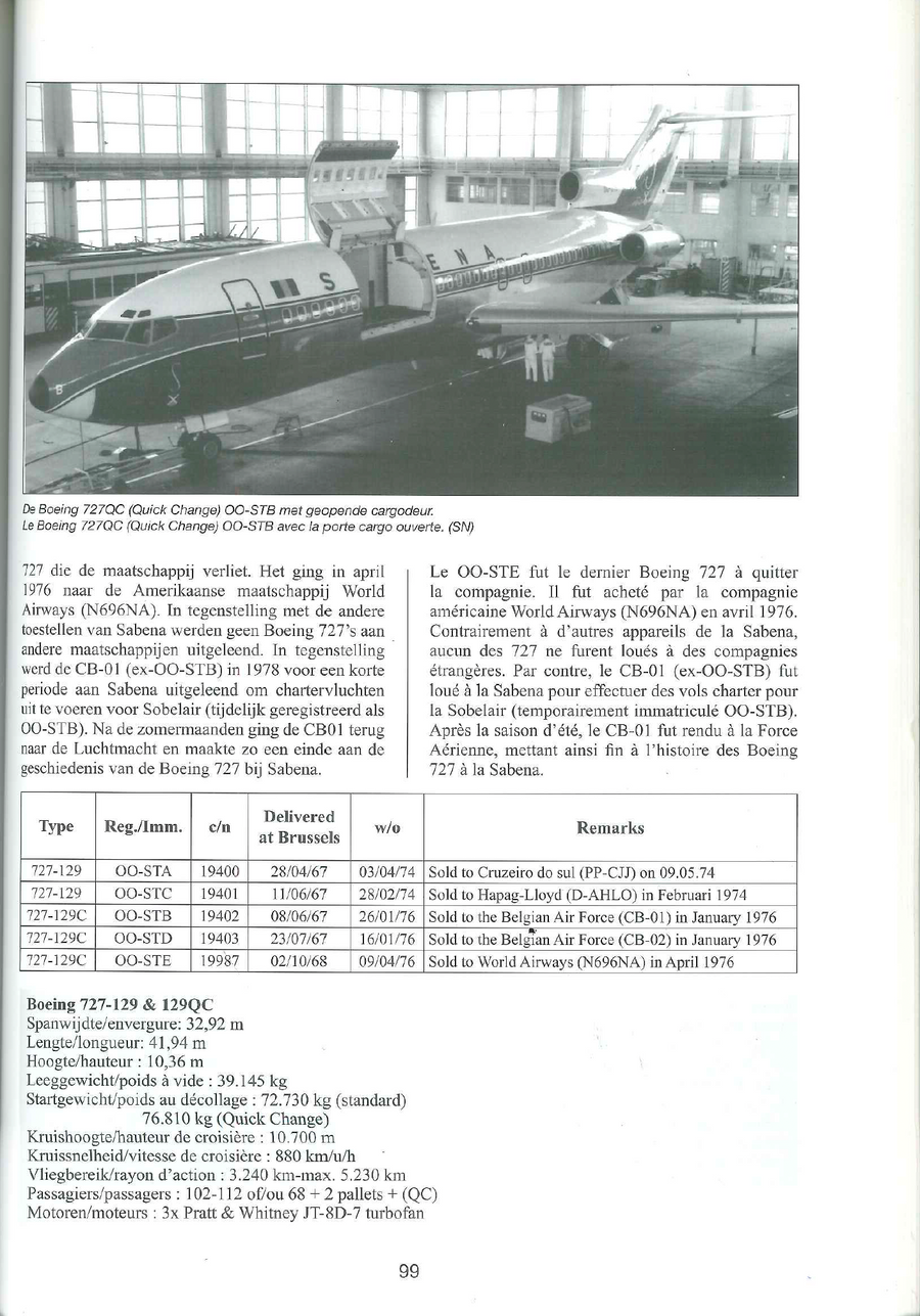 RARE - Modèle en plastique sur pied d'un Boeing 727 de la Sabena (OO-STA)