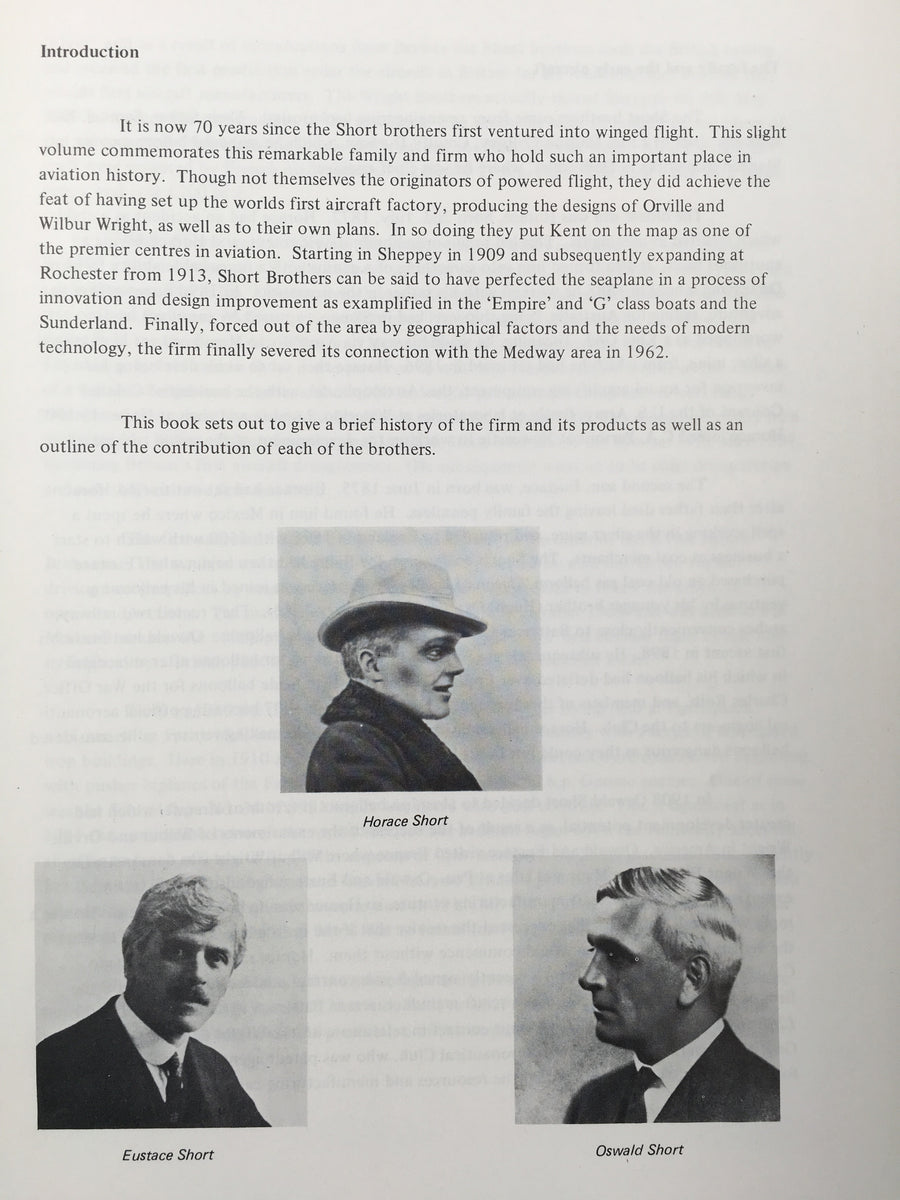 A SHORT HISTORY : A HISTORY OF SHORT BROS AIRCRAFT ACTIVITIES IN KENT, 1908 - 1964