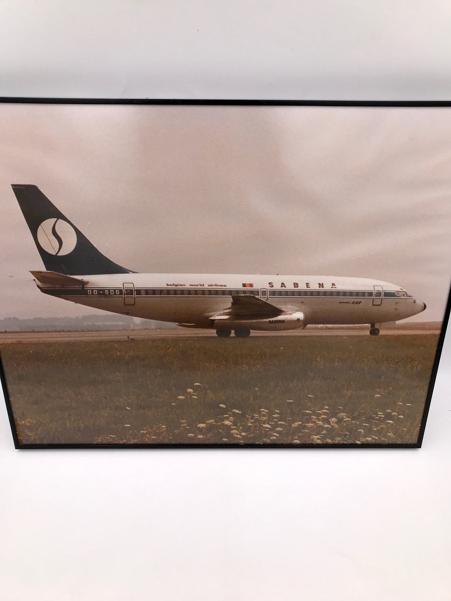 SABENA (1974) Photographie (GRAND FORMAT 50.5 cm x 40,5 cm) encadrée du Boeing 737 immatriculé OO-SDG