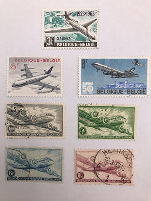 Lot de sept timbres de la Sabena