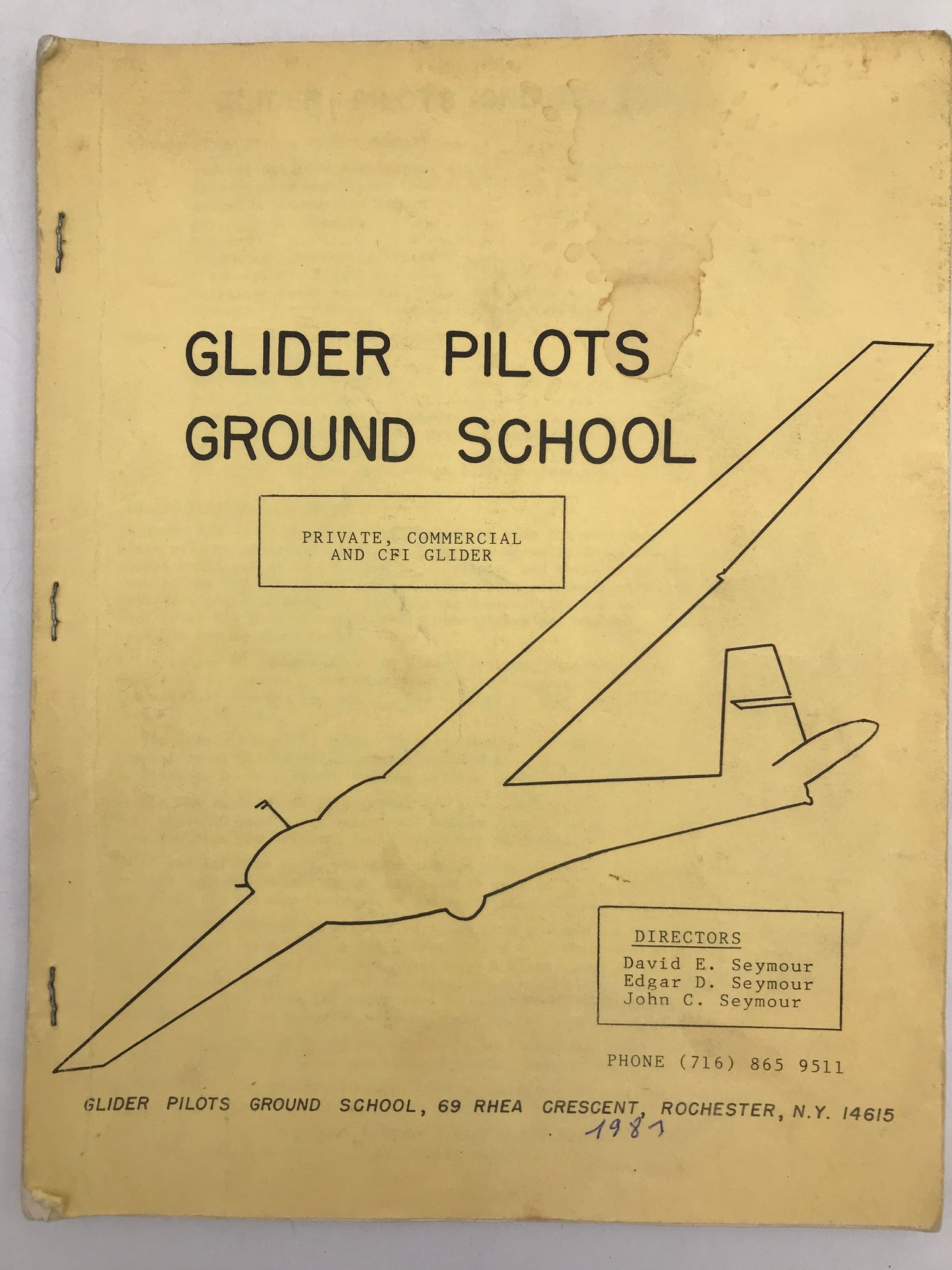 GLIDER PILOTS GROUND SCHOOL PRIVATE, COMMERCIAL AND CFI GLIDER