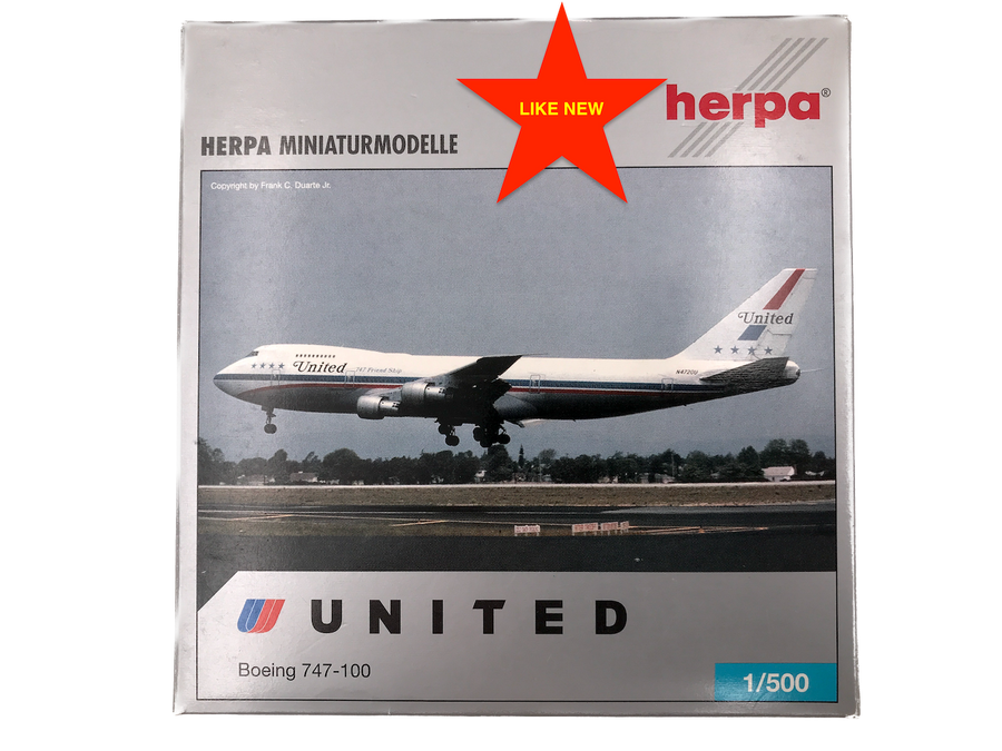 **LIMITED EDITION DIE-CAST METAL MODEL** UNITED AIRLINES BOEING 747-100 [HERPA WINGS]