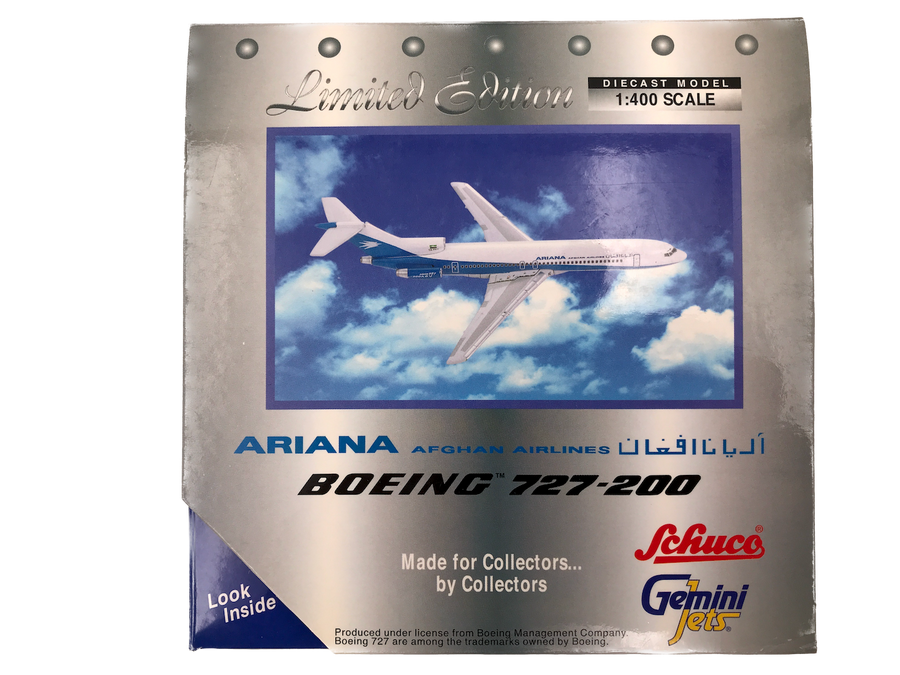 **LIMITED EDITION DIE-CAST METAL MODEL** ARIANA AFGHAN AIRLINES BOEING 727-200 1:400 [SCHUCO GEMINI JETS]