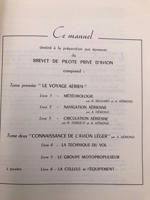 PRÉPARATION AU BREVET DE PILOTE PRIVÉ D'AVION -  TOME I - LE VOYAGE AÉRIEN – Cinquième édition revue et mise à jour
