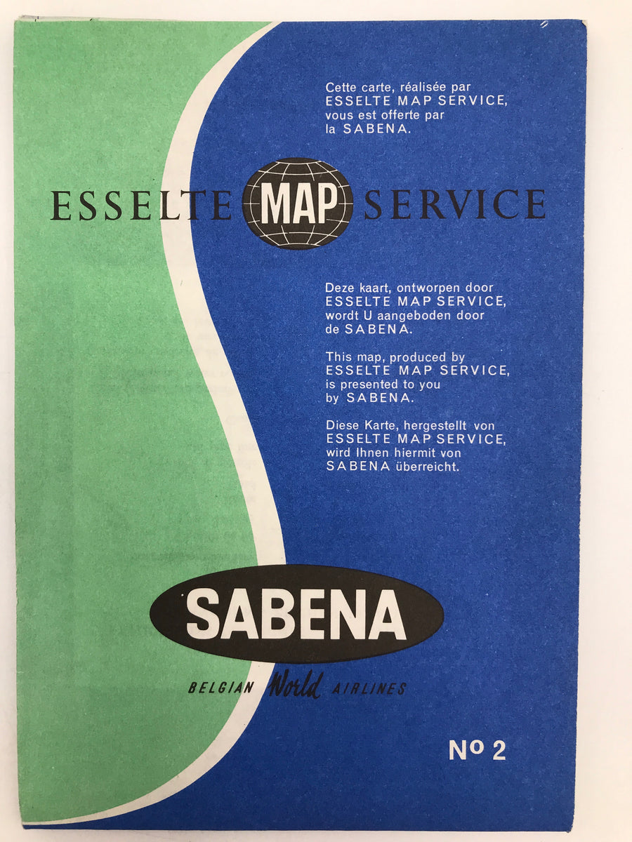 Carte offerte par la Sabena, réalisée par ESSELTE MAP SERVICE (Deuxième version)
