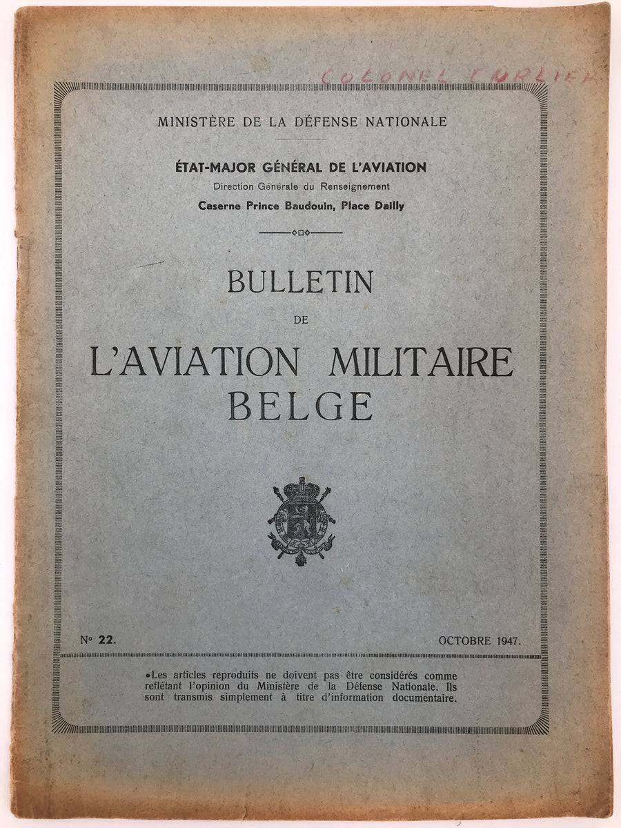 BULLETIN DE L'AVIATION MILITAIRE BELGE