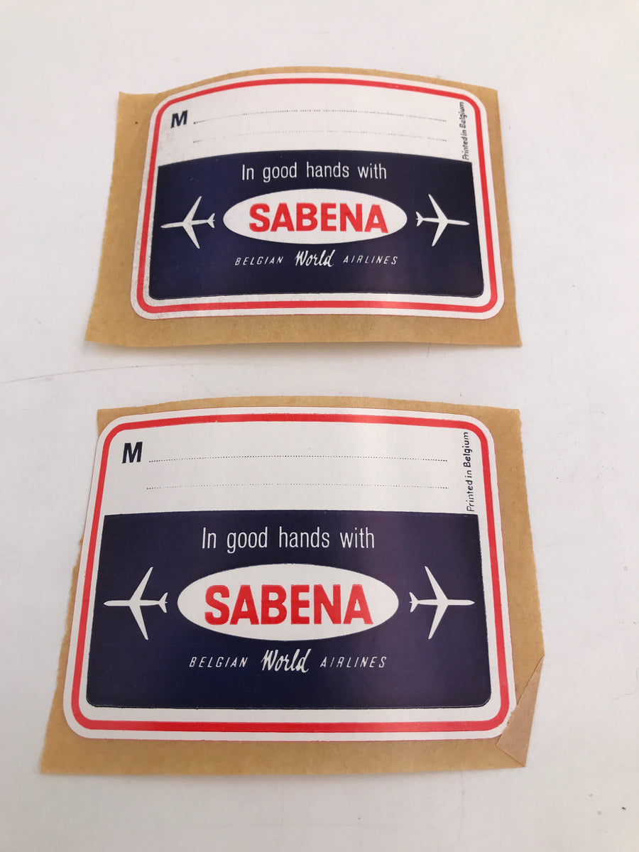 Two Sabena Airlines luggage labels