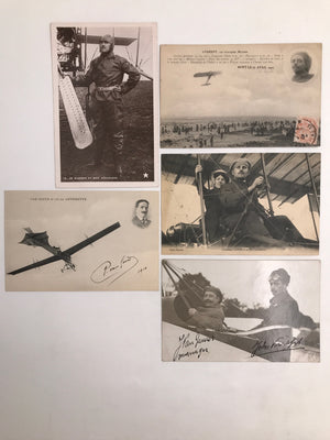 Lot de cinq cartes postales ( aviateurs belges et français )