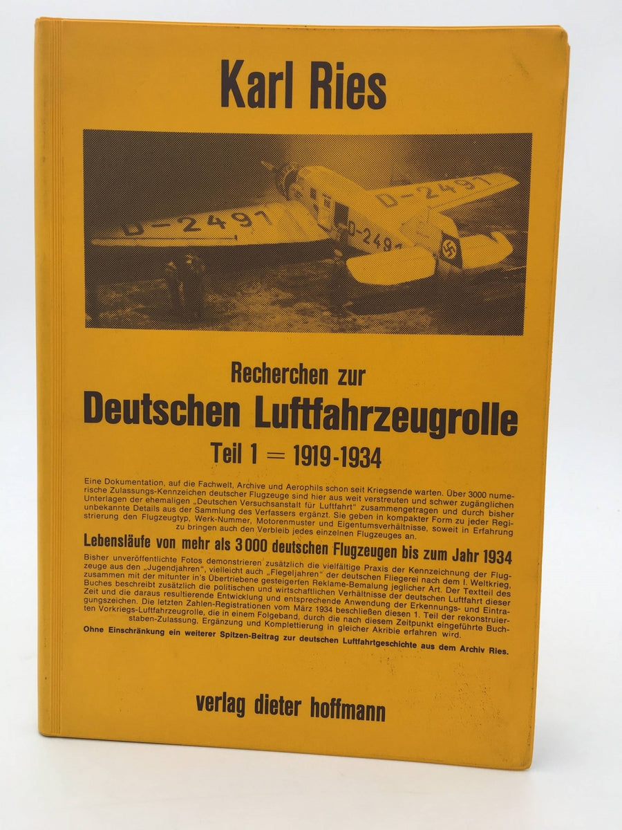 Recherchen zur Deutschen Luftfahrzeugrolle Teil 1 - 1919-1934
